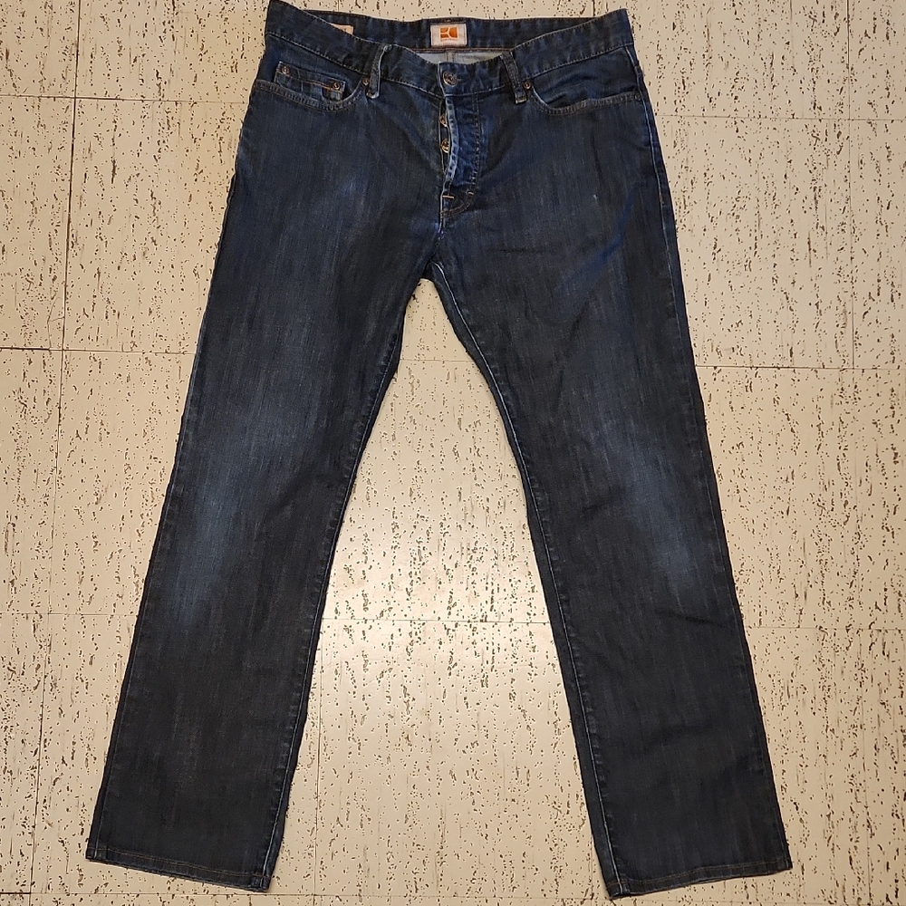 Hugo Boss Orange Label Dark Navy Blue Straight Leg Baggy Fit Jeans
